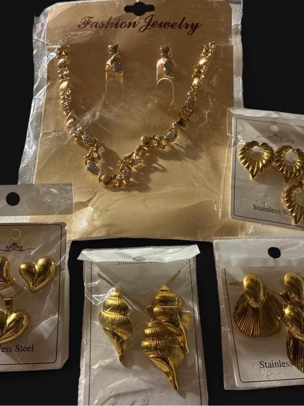 Fashion Jewelry Gold-Tone Necklace and Earring Lot